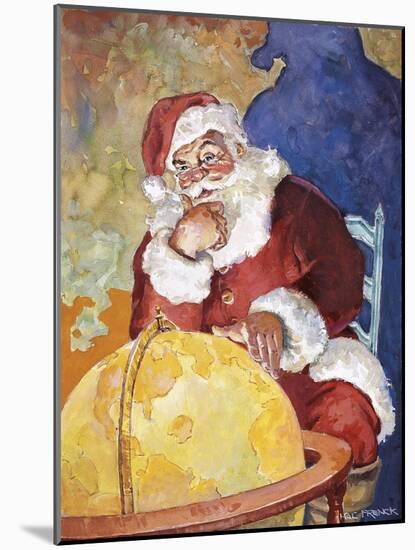 Santa with Globe-Hal Frenck-Mounted Giclee Print