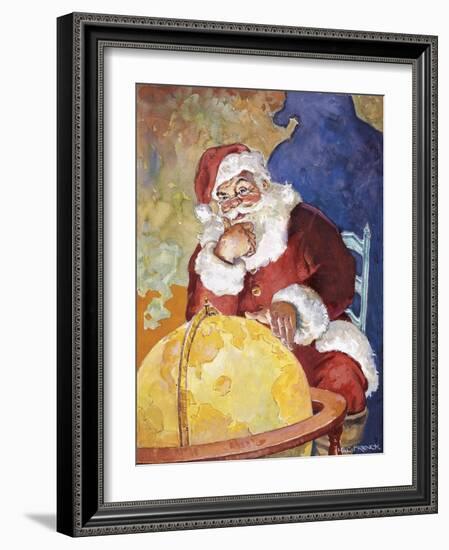 Santa with Globe-Hal Frenck-Framed Giclee Print