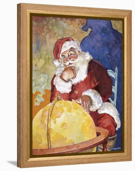 Santa with Globe-Hal Frenck-Framed Premier Image Canvas