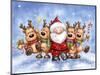 Santa With Reindeers-MAKIKO-Mounted Giclee Print