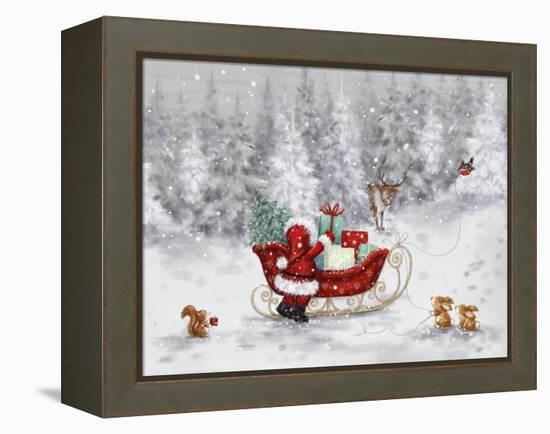Santa With Sleigh-MAKIKO-Framed Premier Image Canvas
