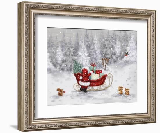 Santa With Sleigh-MAKIKO-Framed Giclee Print