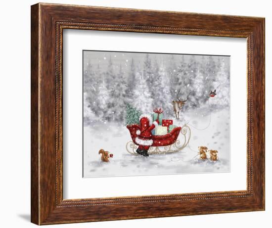 Santa With Sleigh-MAKIKO-Framed Giclee Print