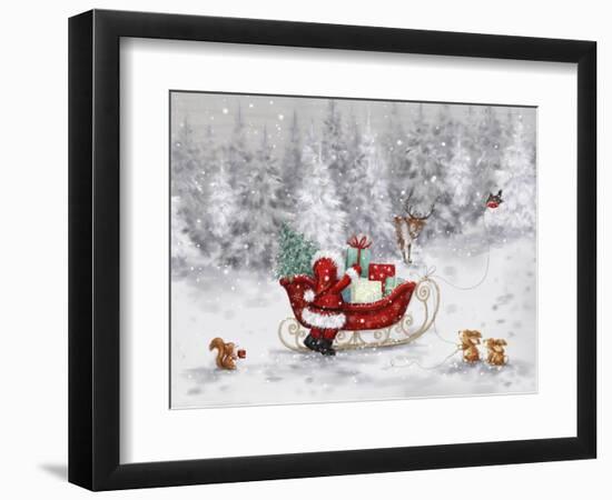 Santa With Sleigh-MAKIKO-Framed Giclee Print