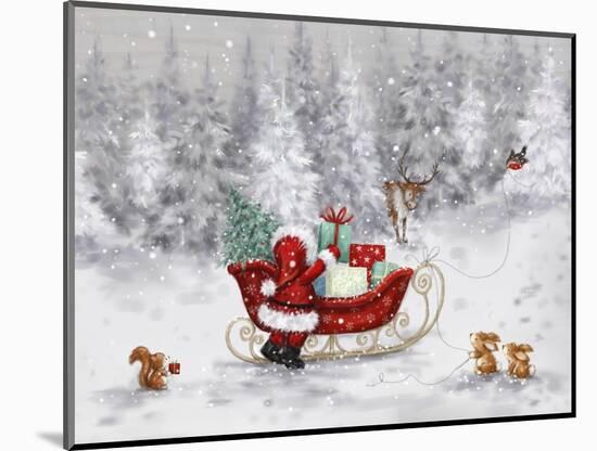 Santa With Sleigh-MAKIKO-Mounted Giclee Print