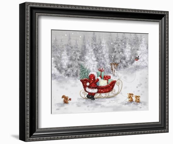 Santa With Sleigh-MAKIKO-Framed Giclee Print