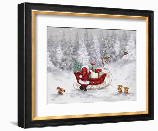 Santa With Sleigh-MAKIKO-Framed Giclee Print