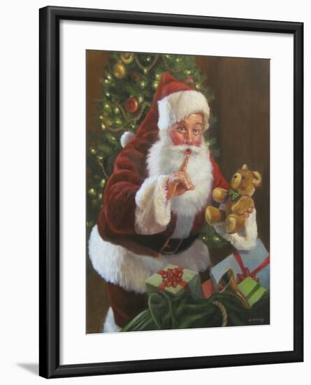 Santa with Teddy Bear-David Lindsley-Framed Giclee Print