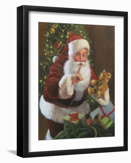 Santa with Teddy Bear-David Lindsley-Framed Giclee Print