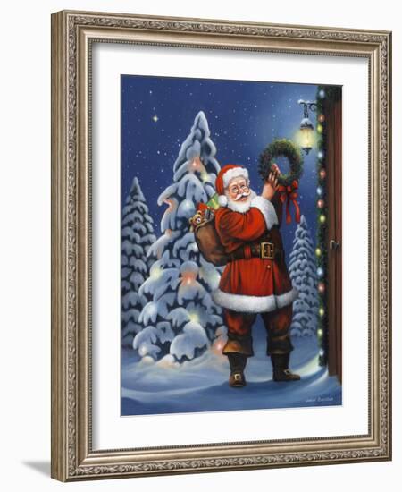 Santa Wreath-John Zaccheo-Framed Giclee Print