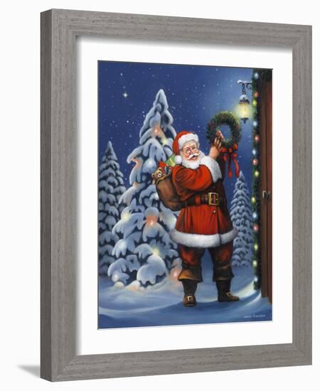 Santa Wreath-John Zaccheo-Framed Giclee Print