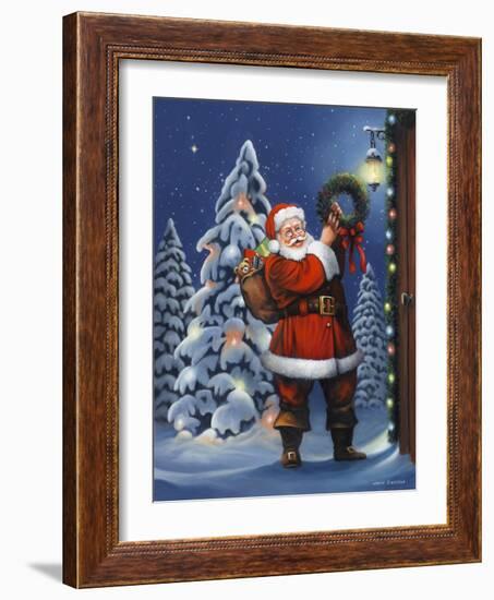 Santa Wreath-John Zaccheo-Framed Giclee Print