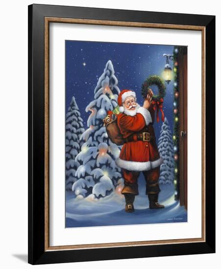 Santa Wreath-John Zaccheo-Framed Giclee Print