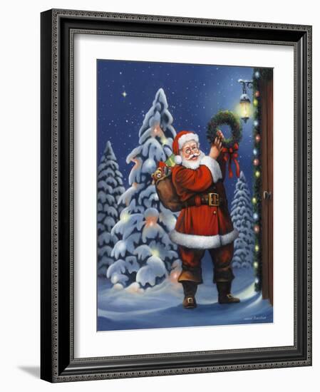 Santa Wreath-John Zaccheo-Framed Giclee Print