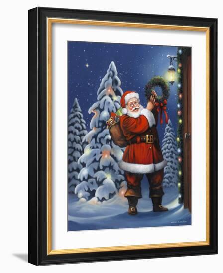 Santa Wreath-John Zaccheo-Framed Giclee Print