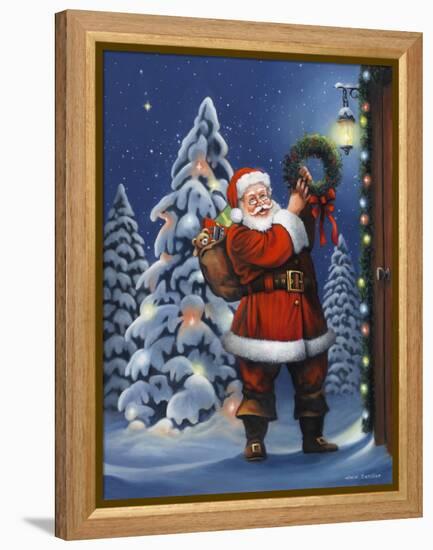 Santa Wreath-John Zaccheo-Framed Premier Image Canvas