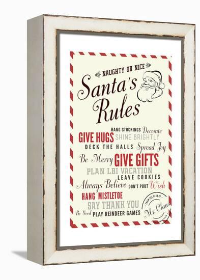 Santas Rules Typography - Plan LBI Vacation-Lantern Press-Framed Stretched Canvas