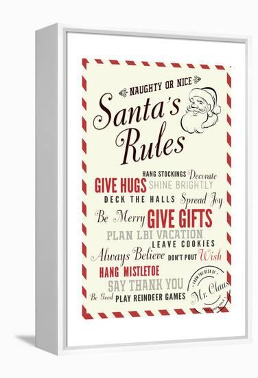 Santas Rules Typography - Plan LBI Vacation-Lantern Press-Framed Stretched Canvas