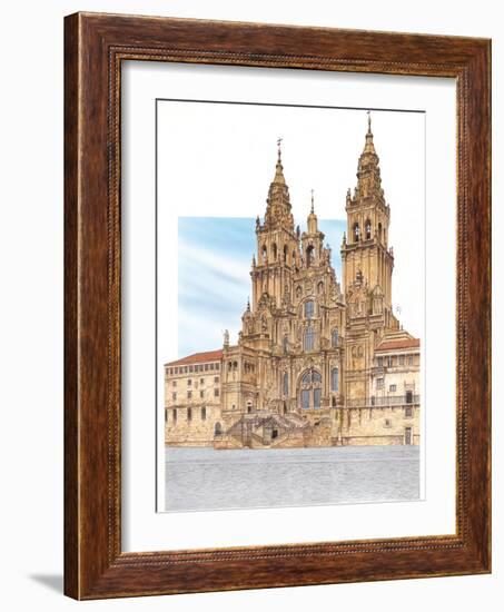 Santiago De Compostela, Western Façade, Spain-Fernando Aznar Cenamor-Framed Premium Giclee Print