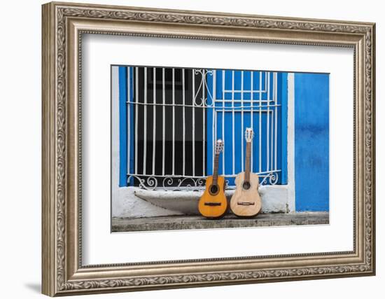 Santiago De Cuba Province, Historical Center, Calle Heredia, Guitars by Balcony-Jane Sweeney-Framed Photographic Print