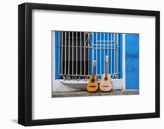 Santiago De Cuba Province, Historical Center, Calle Heredia, Guitars by Balcony-Jane Sweeney-Framed Photographic Print