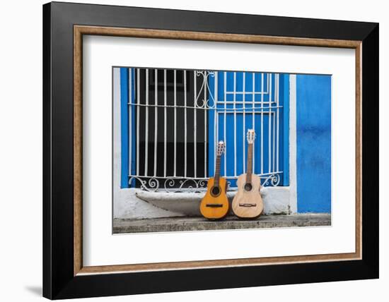 Santiago De Cuba Province, Historical Center, Calle Heredia, Guitars by Balcony-Jane Sweeney-Framed Photographic Print