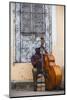 Santiago De Cuba Province, Historical Center, Street Musician Playing Double Bass-Jane Sweeney-Mounted Photographic Print