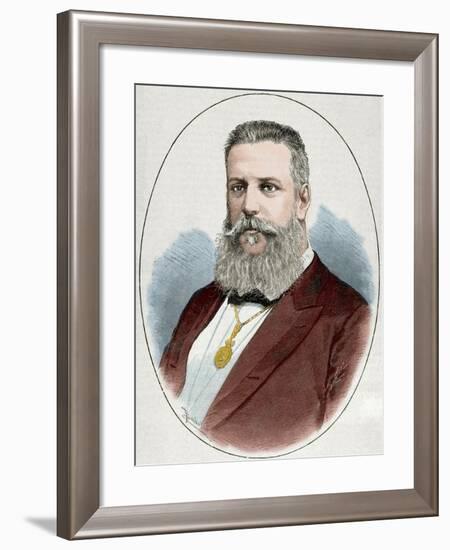 Santiago Estrada (1841-1891). Writer and Journalist. Engraving. Colored.-Tarker-Framed Photographic Print