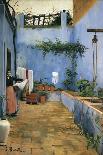 The Blue Courtyard-Santiago Rusinol-Framed Stretched Canvas