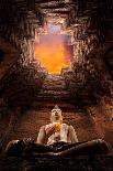 Asian Religious Architecture. Ancient Sandstone Sculpture of Buddha at Prasat Nakhon Luang in Ayutt-SantiPhotoSS-Photographic Print