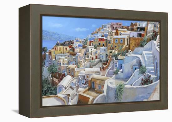 Santorini a Colori-Guido Borelli-Framed Premier Image Canvas