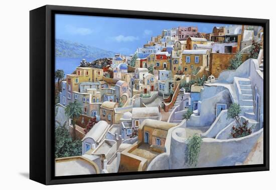 Santorini a Colori-Guido Borelli-Framed Premier Image Canvas