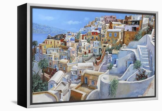 Santorini a Colori-Guido Borelli-Framed Premier Image Canvas