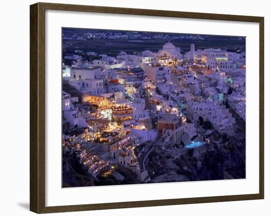 Santorini at Night, Greece-Walter Bibikow-Framed Photographic Print