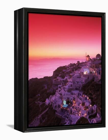 Santorini at Night, Greece-Walter Bibikow-Framed Premier Image Canvas