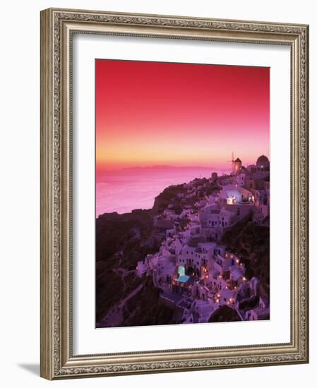 Santorini at Night, Greece-Walter Bibikow-Framed Photographic Print