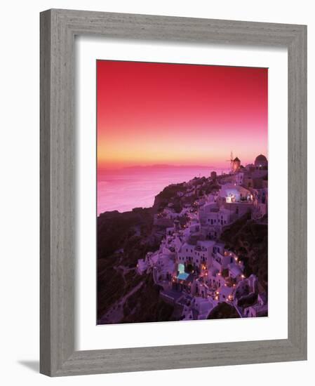 Santorini at Night, Greece-Walter Bibikow-Framed Photographic Print