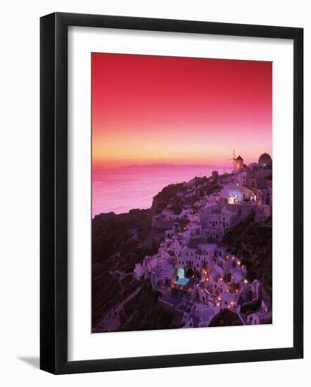 Santorini at Night, Greece-Walter Bibikow-Framed Photographic Print