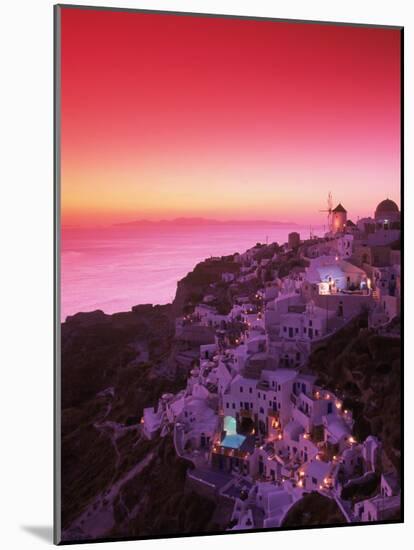 Santorini at Night, Greece-Walter Bibikow-Mounted Photographic Print