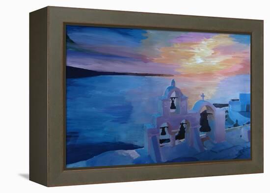 Santorini Greece View from Oia during Sunset-Markus Bleichner-Framed Stretched Canvas