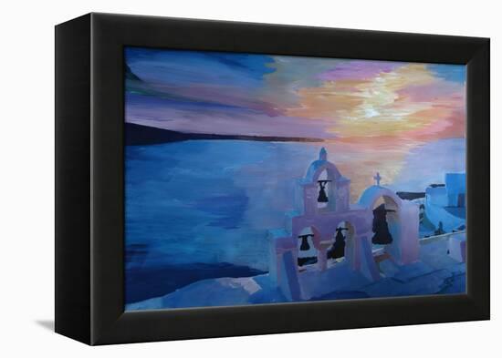 Santorini Greece View from Oia during Sunset-Markus Bleichner-Framed Stretched Canvas