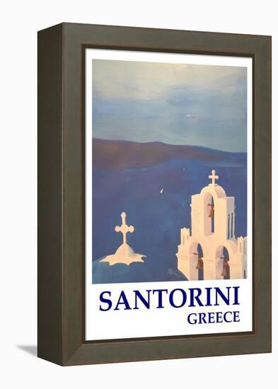 Santorini, Greece - View from Oia Retro Style-Markus Bleichner-Framed Stretched Canvas