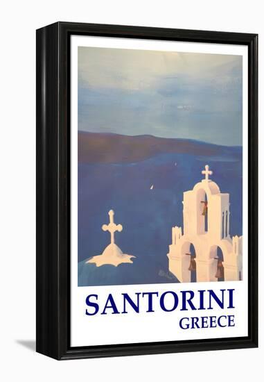 Santorini, Greece - View from Oia Retro Style-Markus Bleichner-Framed Stretched Canvas