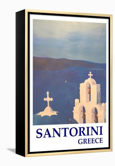 Santorini, Greece - View from Oia Retro Style-Markus Bleichner-Framed Stretched Canvas