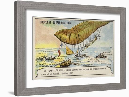 Santos-Dumont Being Rescued after His Airship Crashed into the Sea, Antibes, 1902-null-Framed Giclee Print