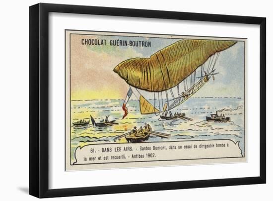 Santos-Dumont Being Rescued after His Airship Crashed into the Sea, Antibes, 1902-null-Framed Giclee Print