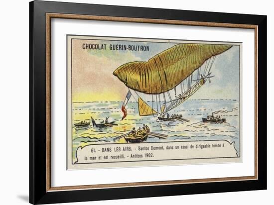 Santos-Dumont Being Rescued after His Airship Crashed into the Sea, Antibes, 1902-null-Framed Giclee Print