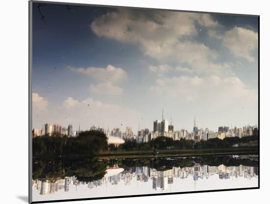 Sao Paulo Cityscape Reflected in the Lake at Ibirapuera Park-Alex Saberi-Mounted Photographic Print