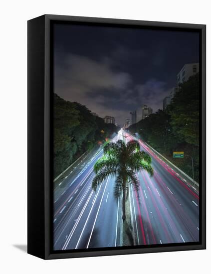 Sao Paulo Highway at Night.-Jon Hicks-Framed Premier Image Canvas