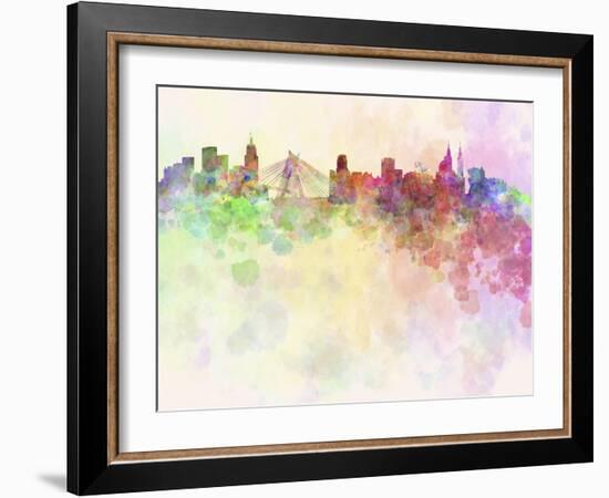 Sao Paulo Skyline in Watercolor Background-paulrommer-Framed Art Print